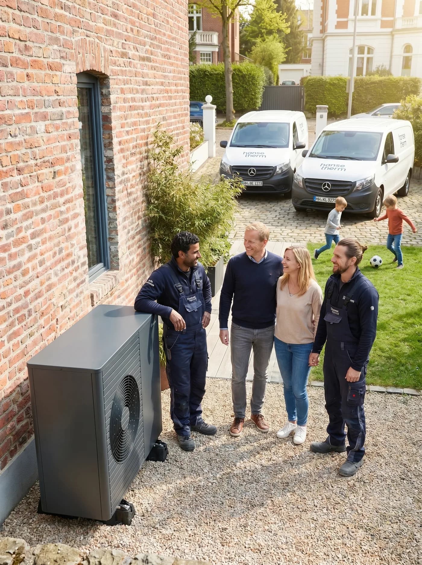 Wärmepumpe vor Eigenheim